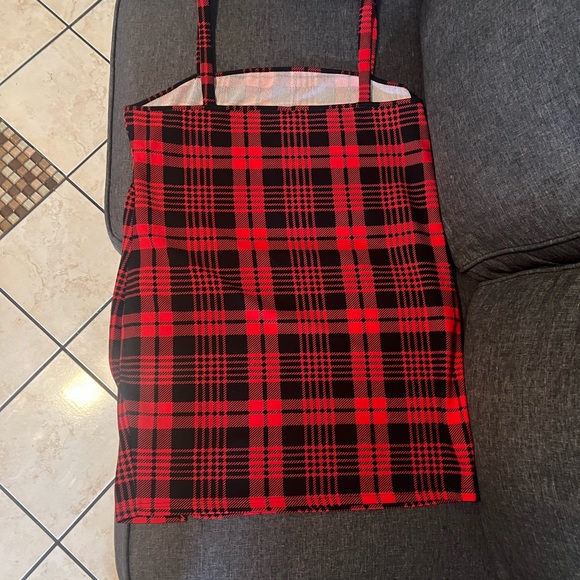 Red and Black Strip Plaid Dress - Picture 3 of 4